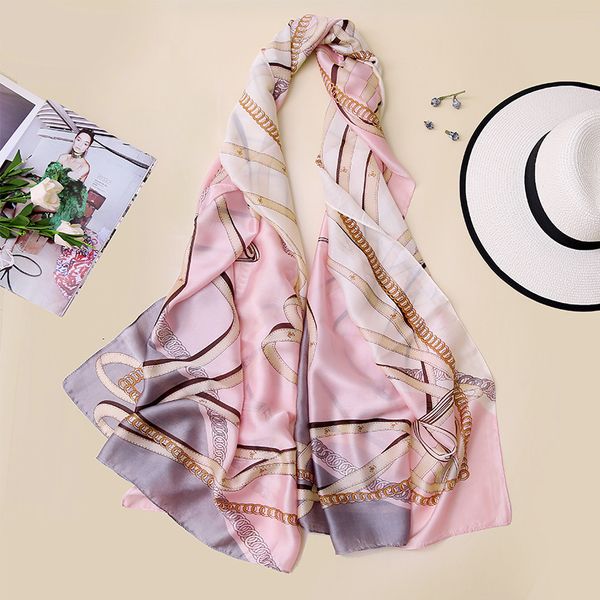 

2021 autumn and winter new female printing high-grade mulberry silk shawl gift scarf, Blue;gray