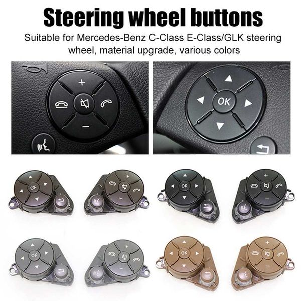 

left & right car steering wheel switch control button trim cover kit for mercedes benz w204 x204 w212 c e glk class 2008-2015