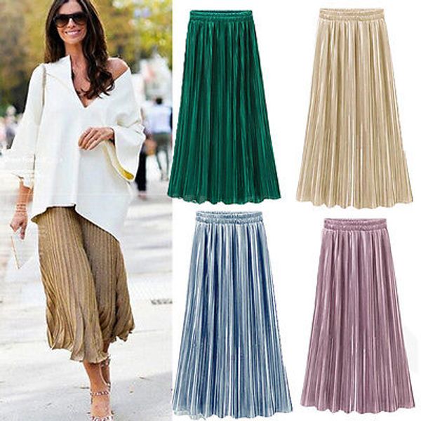 

casual skater swing pleated women skirt fashion girls high waist long flared ladies skirts size xl, Black;gray