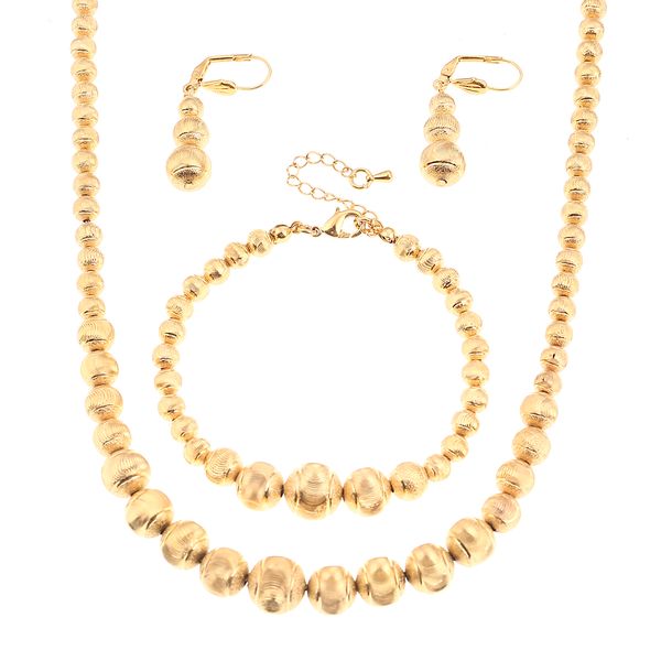 

african gold color bead earrings necklace bracelet wedding jewelry sets for women ball beads ethiopian bride jewelry, Black