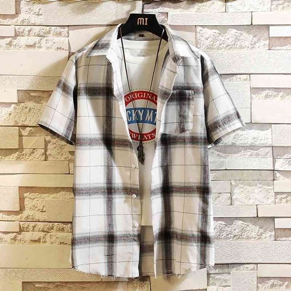 

men's casual shirts men short sleeve paid streetwear dress clothing 56gb, White;black