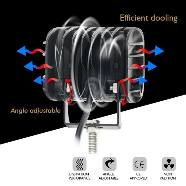 

work light 2pcs 45w 9000lm combo ip68 waterproof white & red 10-30 v dc pods led working