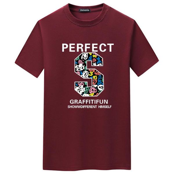 

men's t-shirts 2021 summer short-sleeve t-shirt plus size youth tide round neck for male casual letter printing, White;black