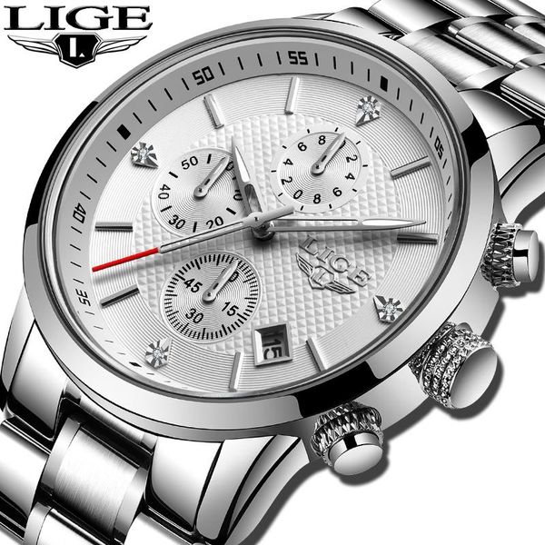 

sports chronograph mens watches waterproof military watch men automatic date quartz clock reloj hombre wristwatches, Slivery;brown
