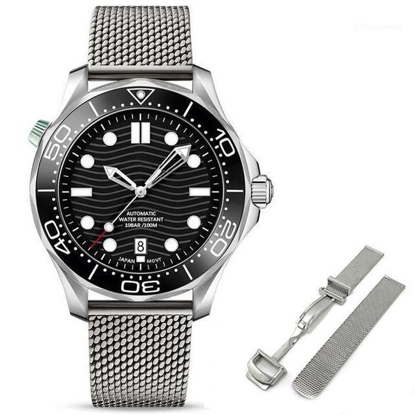 

wristwatches style men's automatic watch seagull-1612 movement men milanese strap transparent bottom sapphire 50m waterproof, Slivery;brown