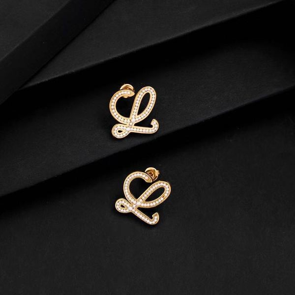 

design jewelry luo geometric abstract pearl fashion net red same brass gold plated mini earrings 2021 new, Golden