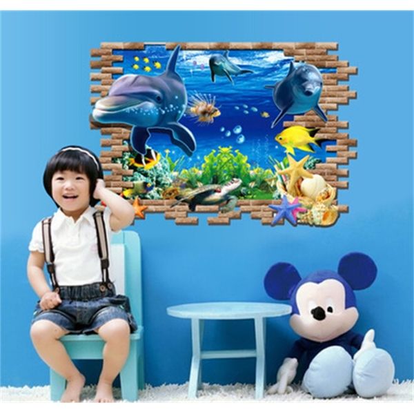 3 D Marine Underwater World Frosted UV Kreative Persönlichkeit Mode Wandaufkleber an der Wand 210420