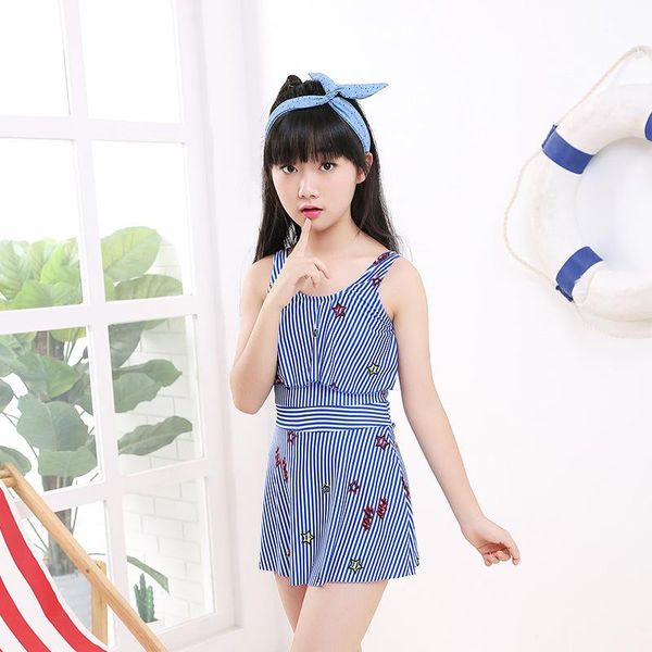

one-piece suits kids swimming suit for girl star sptripe print girls swimwear 2021 tank skirted beach wear children summer bathing