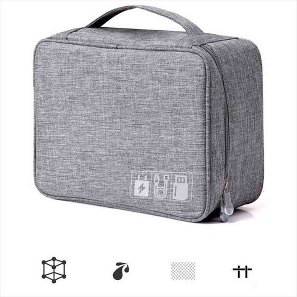 

portable digital storage organizer cosmetic bag usb gadgets cables wires charger power battery zipper case accessories