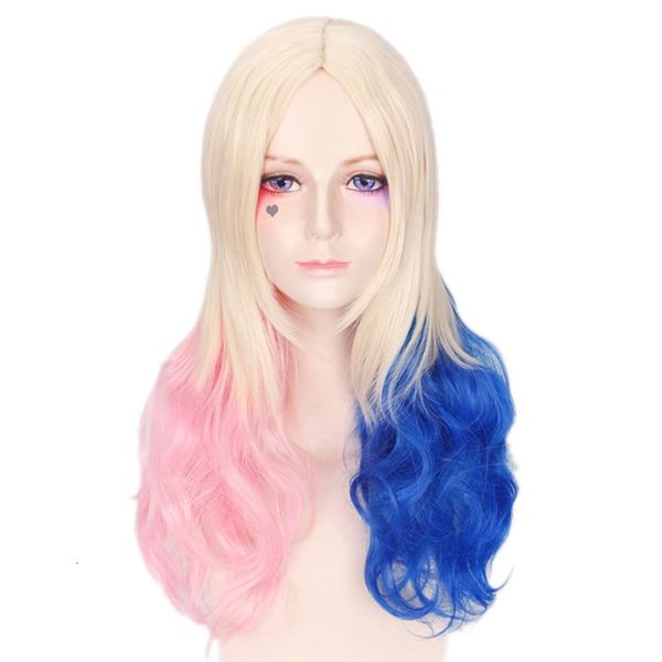 

team cosplay suicide movie harleen clown harley quinzel wig, Black;brown