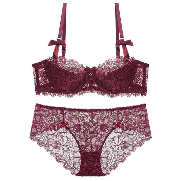 

bras sets women push up bra set ultra-thin red black lace underwear daily and panties cup plus big size a b c d