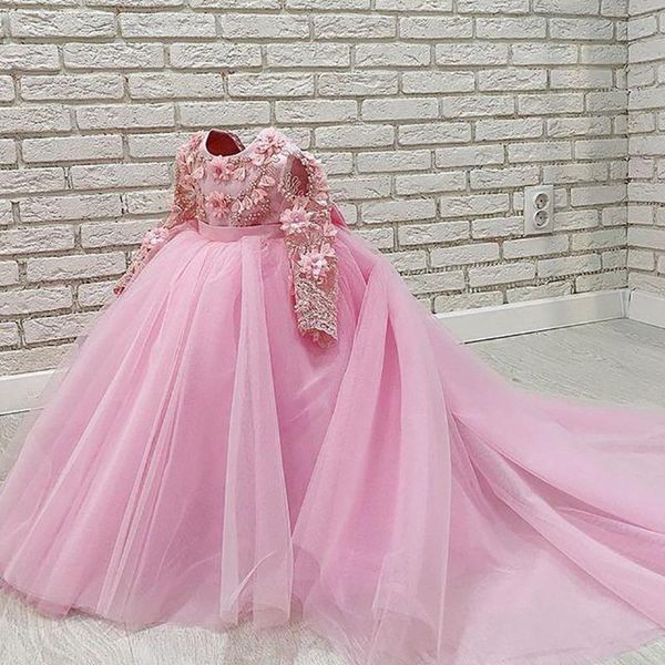 

girl's dresses pink lace beaded flower girl ball gown hand made flowers tulle lilttle kids birthday pageant weddding gowns, Red;yellow
