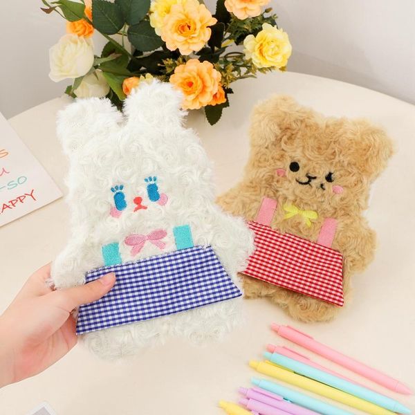

cute skirt bear cosmetic case cartoon soft girls pen pouch furry anmial small bag for children gift stationary bags & cases