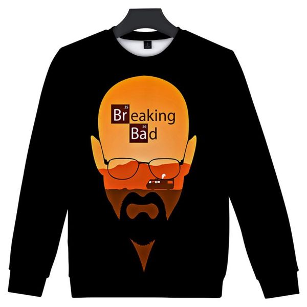 

men's hoodies & sweatshirts breaking bad round collar men women regular o-neck pullovers boy girl 3d clothes, Black