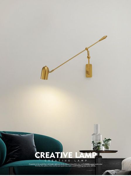 

modern wall lamp bedroom bedside reading eye protection study room with switch rotating folding long pole rocker