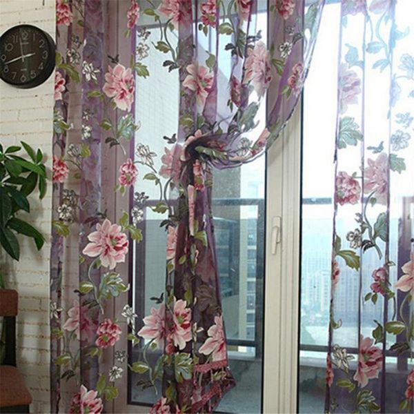 

upscale elegant romantic flower embroidered chinese fabric tulle sheer 3d window curtain home bedroom livingroom el supplies & drapes