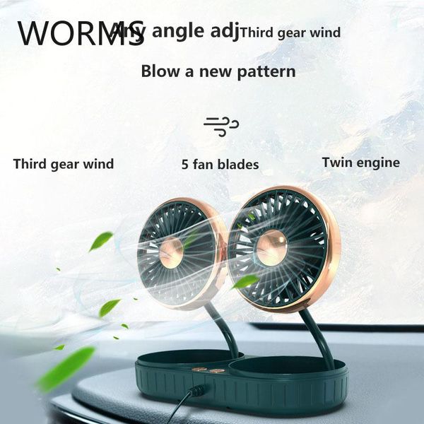 

interior decorations automobile double head usb rechargeable car mounted small fan rear rod truck electric accessories
