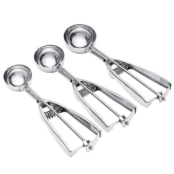 

baking moulds ice cream scoop biscuit set, stainless steel with trigger release, scoop, for