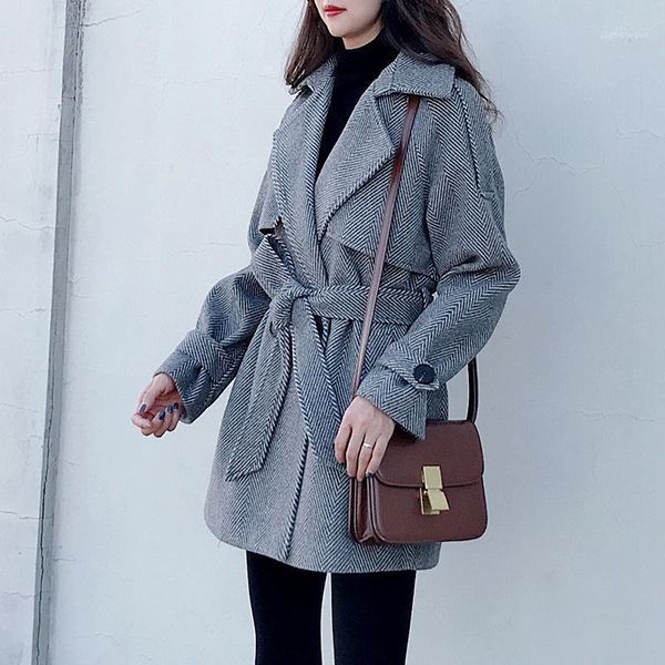 

women's wool & blends woolen warm trench spring jacket women coat fashion autumn winter thickened korean loose wear, Black