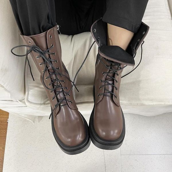 

boots 2022 winter fashion warm ankle goth snow platform motorcycle designer chunky casual ytmtloy botines de mujer sexy, Black