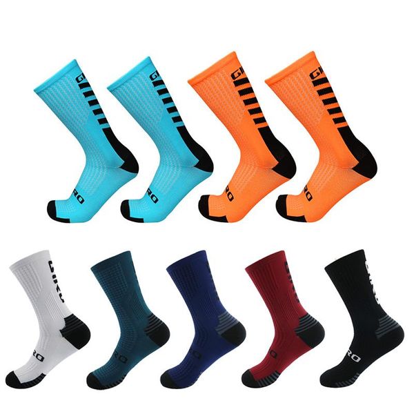 

sports socks cycling middle tube pro competition bike racing running compression calcetines ciclismo men women, Black