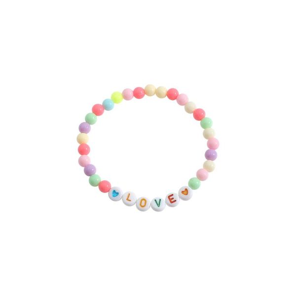 

beaded, strands ladyfirsy multicolor letter beaded bracelets for women acrylic geometric round-shape cute jewelry gift accessories, Black