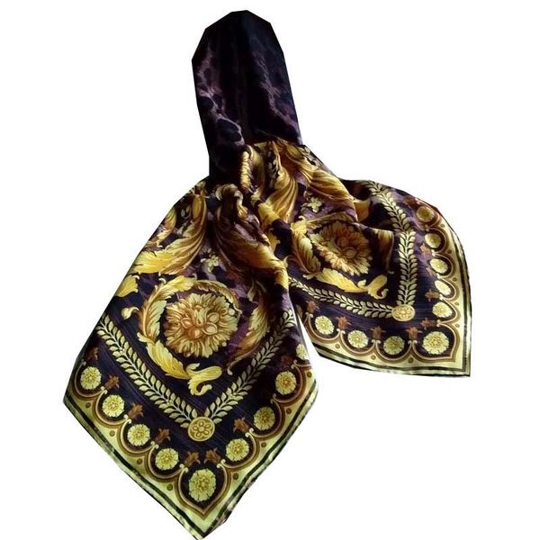 

scarves luxury women print silk spring summer long square scarf, Blue;gray