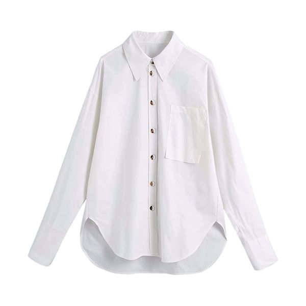 

elegant women white turn down collar shirts fashion ladies button streetwear female chic cotton loose blouses 210527