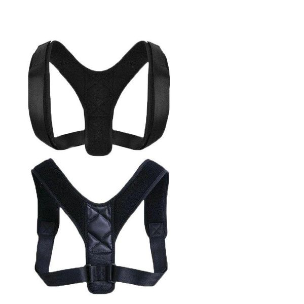 

back support posture corrector belt adjustable clavicle spine shoulder lumbar correction, Black;blue