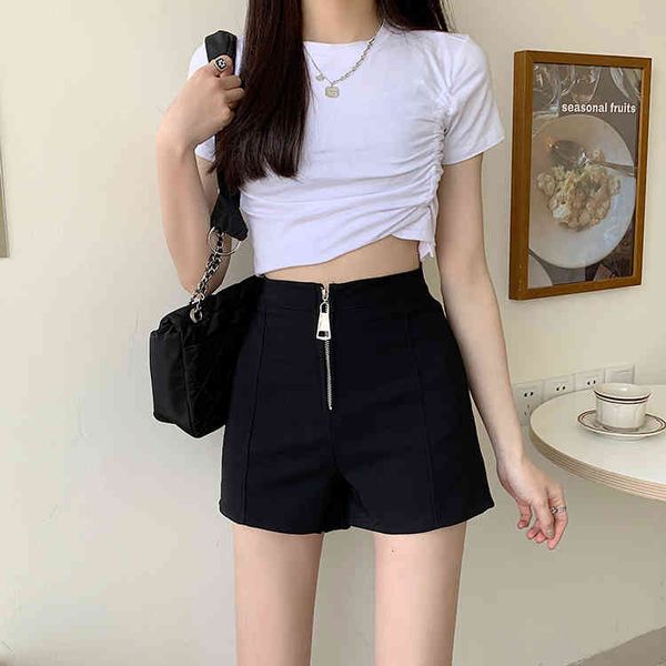 

short ytx365 loose summer high to line waist wide leg design pants black suit women's shorts, White;black