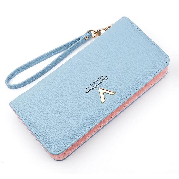 

wallets leather women's wallet lychee pattern zipper multifunction large capacity purses women solid color long female, Red;black