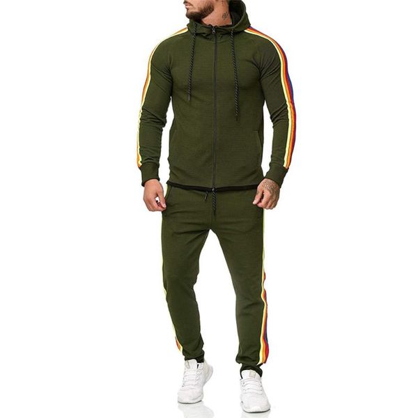 

men's tracksuits casual men sets clothing color-block tracksuit sportsuit hoodies sportswear hooded sweatshirt+pant pullover two piece, Gray
