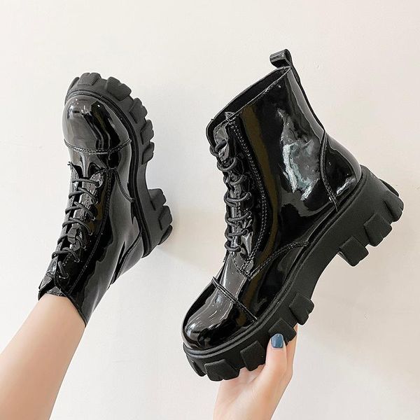 

boots shoes women anklet round toe thick sole comfortable platform snow for woman winter female keep warm botas de mujer, Black
