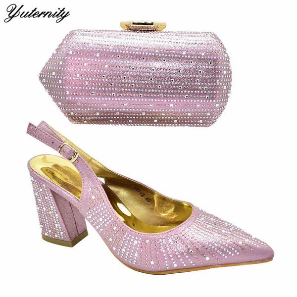 

dress shoes 2021 est italian stones with matching bag set shining in wedding women and for party df-772, Black