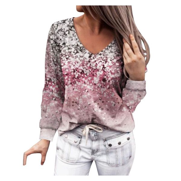 

women's blouses & shirts 2021 spring autumn 4xl oversized printed women shirt long sleeve v-neck womens casual loose blouse ladies plu, White