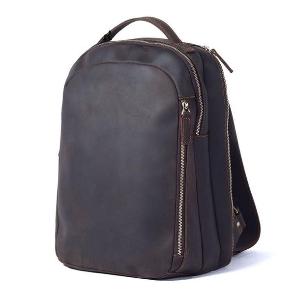

brand vintage backpacks men women's outdoor daypack travel large capacity genuine leather lapschoolbags backpack