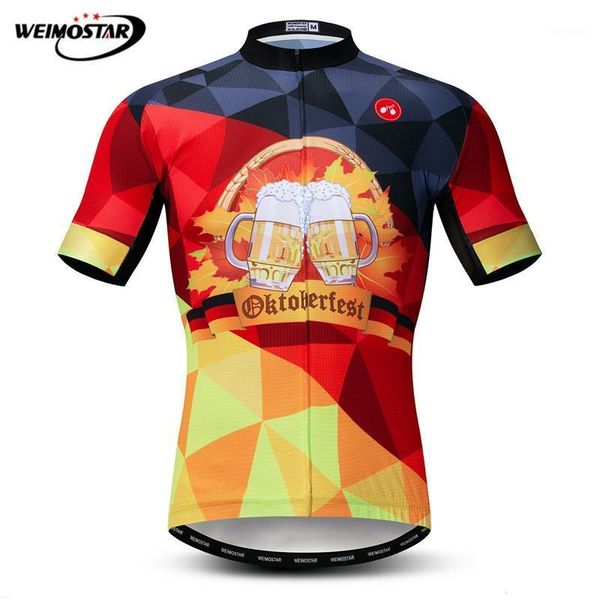 

weimostar germany beer cycling jersey shirt men quick dry mountain bike clothing 100% polyester mtb bicycle ropa ciclismo1, Black;red
