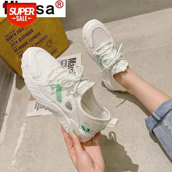 

women shoes fashion lace-up lightweight sneakers solid color mesh breathable 2021 spring new casual tenis feminino #sv9p