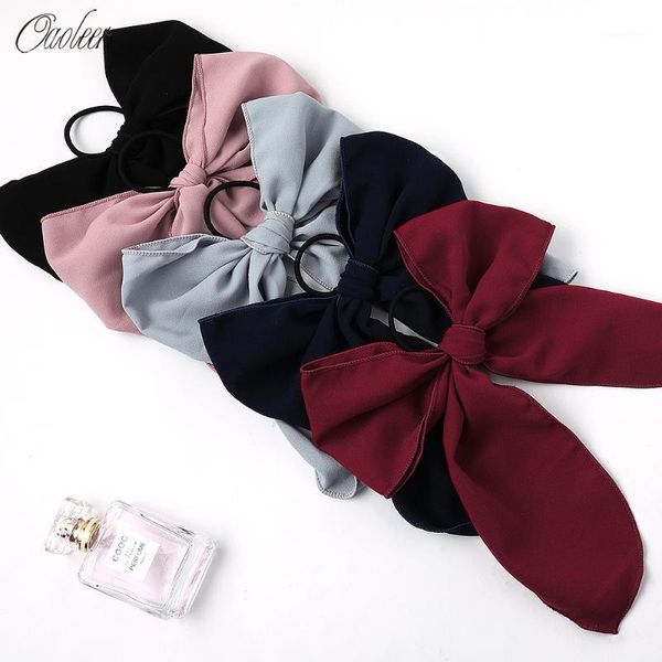 

large chiffon bows hair accessories for women girls solid ponytail bands tie scrunchies ropes holder fashion headwear1