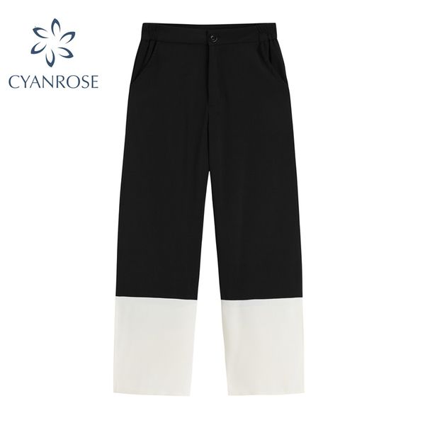 

women's pants & capris korean high waist wide leg spring autumn fashion loose casual vintage straight long daily trousers streetwear fa, Black;white