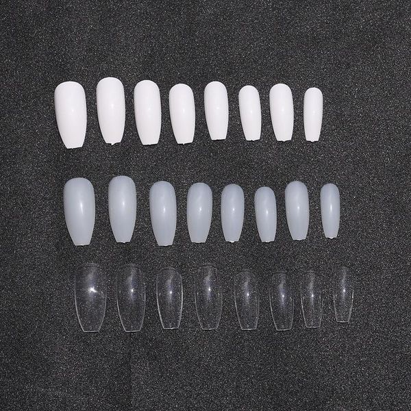 

100pcs professional fake nails long ballerina half french acrylic nail tips 10 size press on false, Red;gold