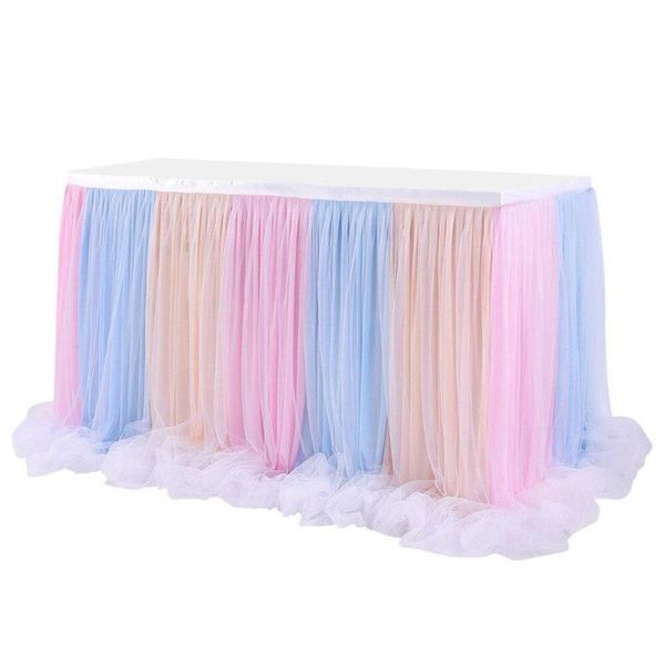 

long thread ribbon table skirt for wedding party decoration