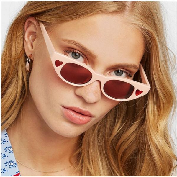 

sunglasses retro women for men heart design shade sun glasses vintage trendy decorative uv 400 eyewear, White;black