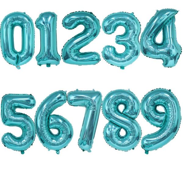 

party decoration 1pcs 32inch tiffany blue aluminum film digital balloons children birthday anniversary year supplies