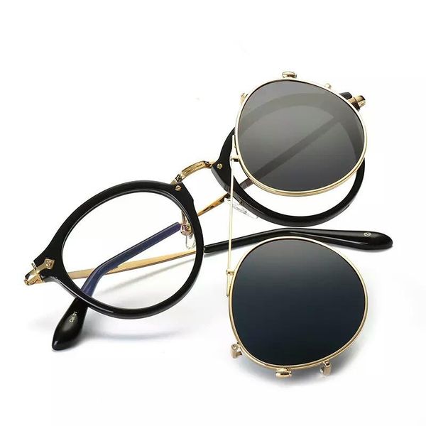 

sunglasses fashion round glasses clear frame women spectacle myopia men eyeglasses optical frames with vintage clip on polarized, White;black