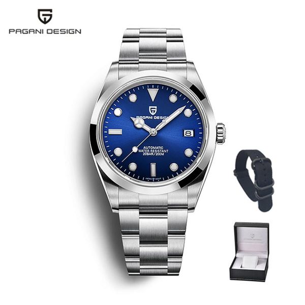 

wristwatches pagani design luxury men's automatic watch stainless steel diver mechanical wristwatch sapphire glass 200m waterproof cloc, Slivery;brown