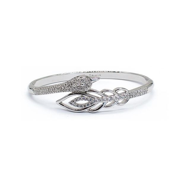 

bangle fashion luxury girls peacock cuff pulseras pulseiras para mulher jewelry cubic zirconia bracelet bangles for women, Black