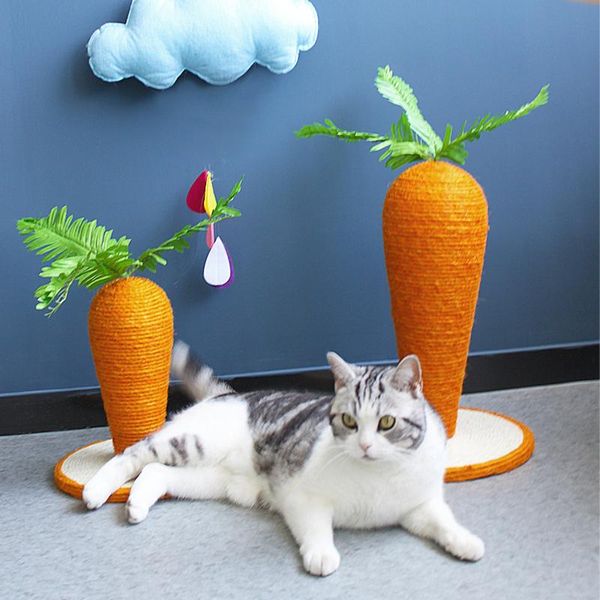 

cat toys scratcher carrot scratching post sisal non-flaking vertical climbing shelf