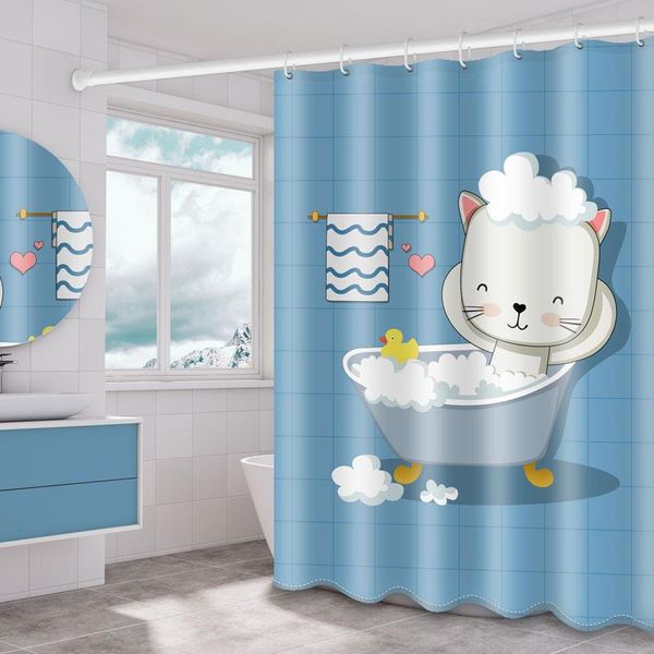 

waterproof thicken shower curtain polyester cute cartoon animal anti-mildew rideau douche bath decor de50yl curtains