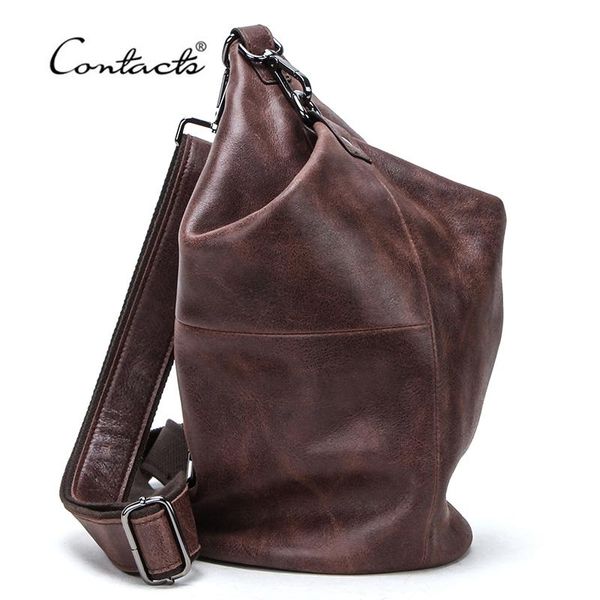 

100% genuine leather crossbody bag for men large capacity shoulder messenger bags male casual chest pack bolsos duffel